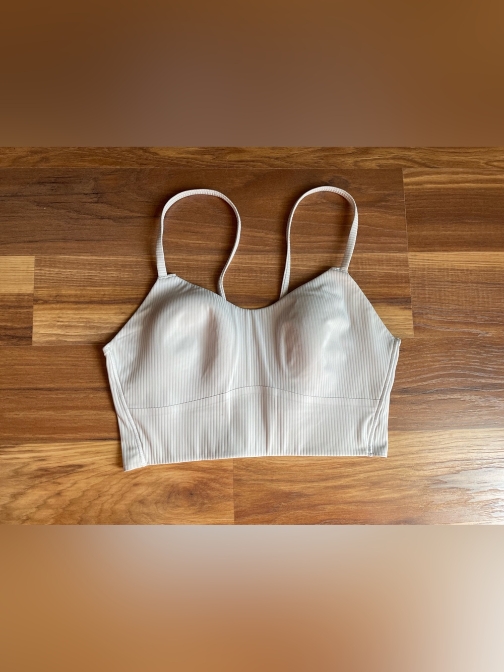 Lululemon Ribbed Longline Sports Bra Size 6 Light Beige/Nude